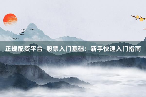 正规配资平台  股票入门基础：新手快速入门指南