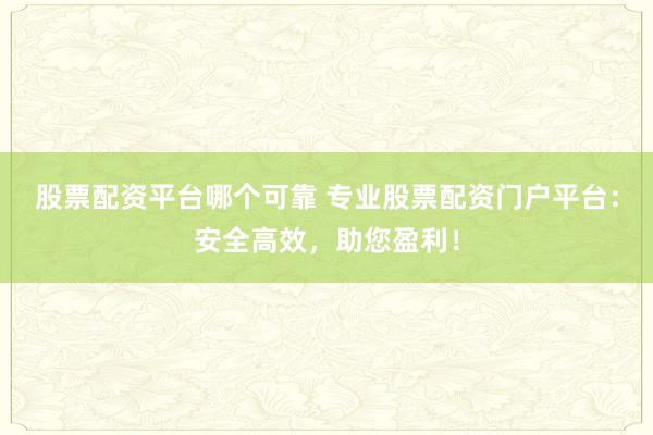 股票配资平台哪个可靠 专业股票配资门户平台：安全高效，助您盈利！