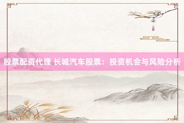 股票配资代理 长城汽车股票：投资机会与风险分析
