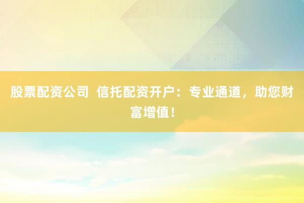 股票配资公司  信托配资开户：专业通道，助您财富增值！