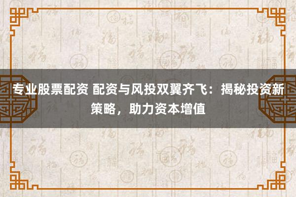 专业股票配资 配资与风投双翼齐飞：揭秘投资新策略，助力资本增值