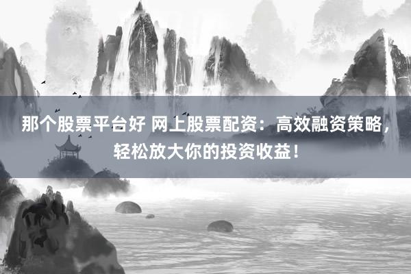 那个股票平台好 网上股票配资：高效融资策略，轻松放大你的投资收益！