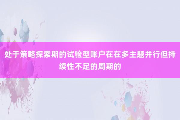 处于策略探索期的试验型账户在在多主题并行但持续性不足的周期的