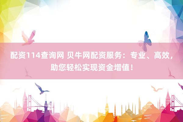 配资114查询网 贝牛网配资服务：专业、高效，助您轻松实现资金增值！